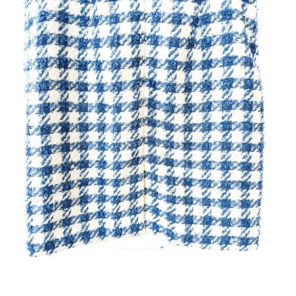 NWT Ann Taylor Blue White Textured Houndstooth Plaid Square Neck Dress Petite 12 - Picture 12 of 12